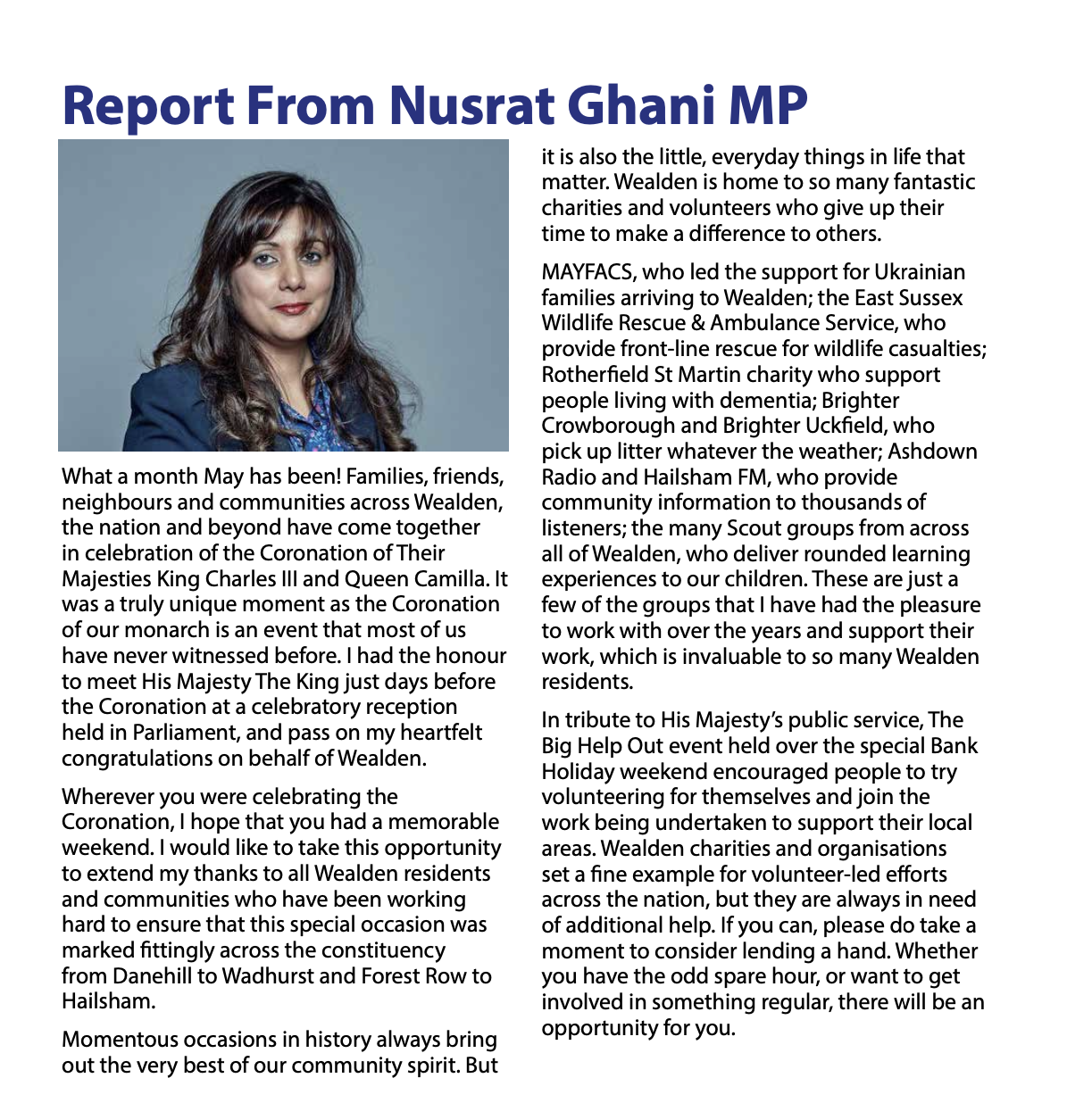 Report from Nusrat Ghani MP