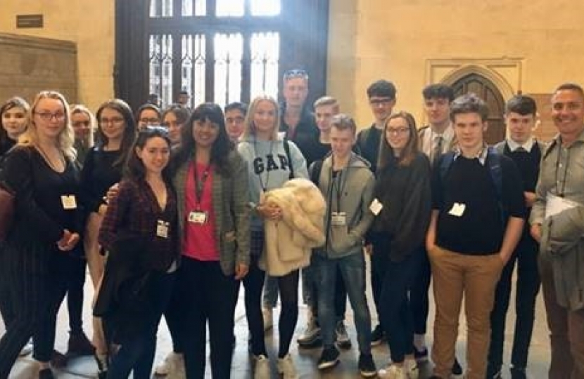 Nus Ghani with students in Westminster