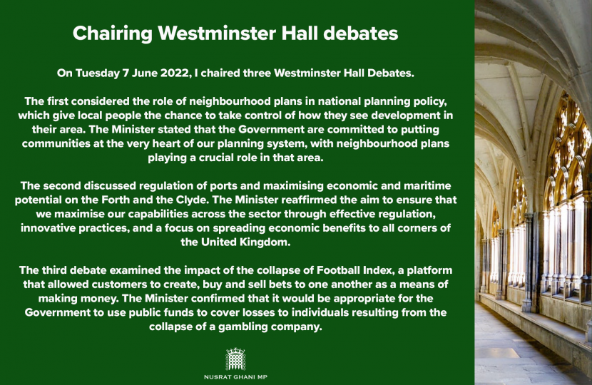 Chairing Westminster Hall Debate