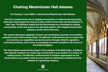 Chairing Westminster Hall Debate